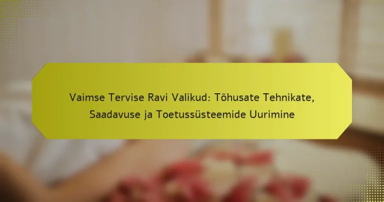 Vaimse Tervise Ravi Valikud: Tõhusate Tehnikate, Saadavuse ja Toetussüsteemide Uurimine