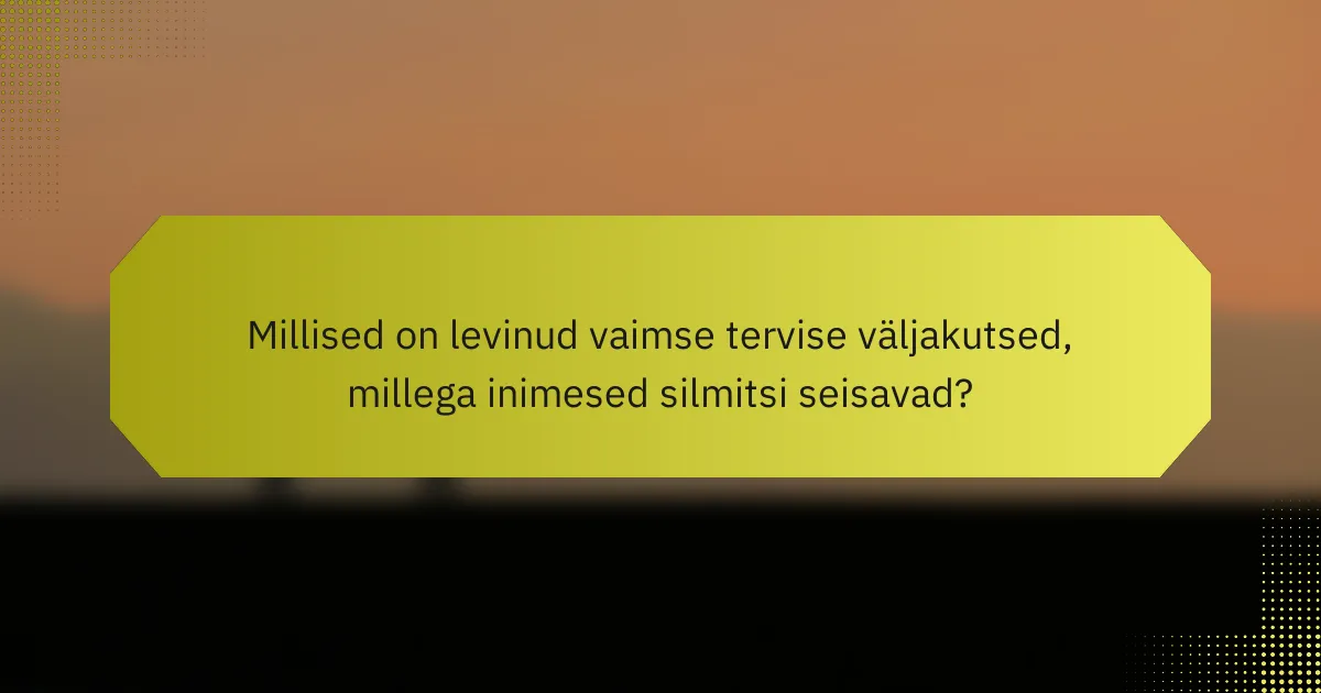 Millised on levinud vaimse tervise väljakutsed, millega inimesed silmitsi seisavad?