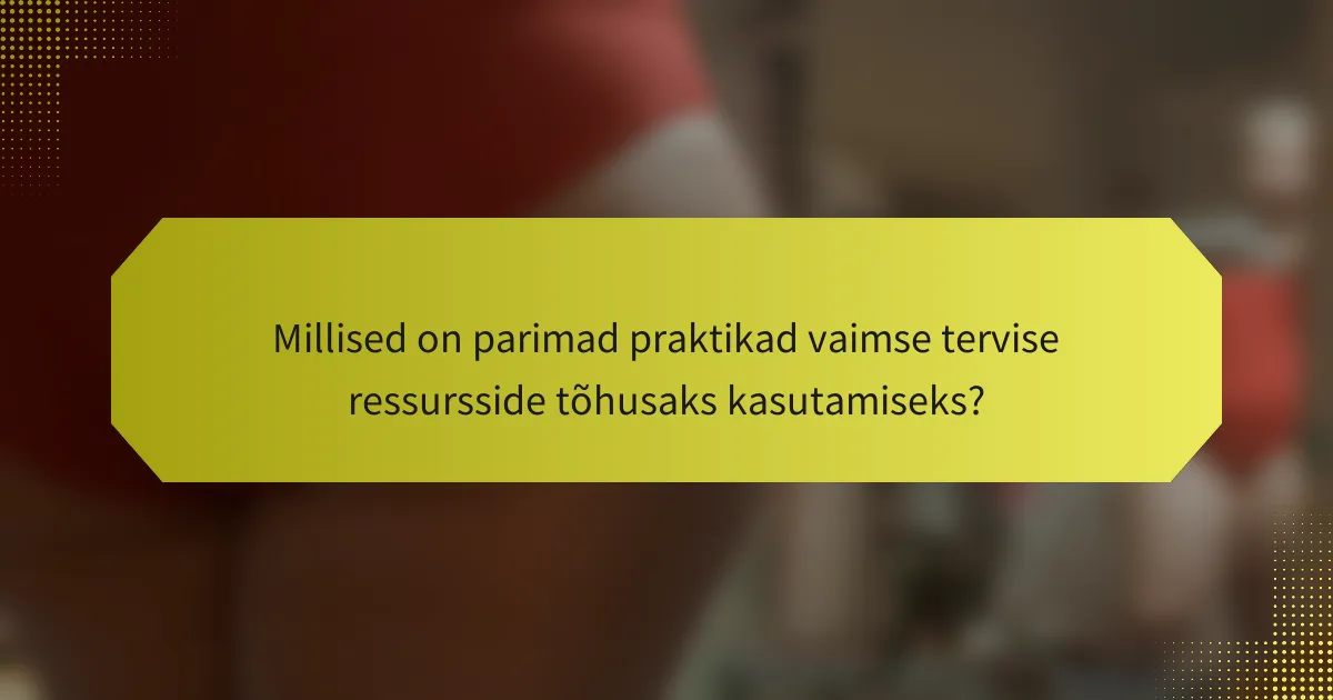 Millised on parimad praktikad vaimse tervise ressursside tõhusaks kasutamiseks?