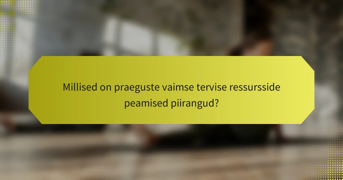 Millised on praeguste vaimse tervise ressursside peamised piirangud?