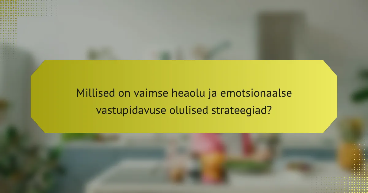 Millised on vaimse heaolu ja emotsionaalse vastupidavuse olulised strateegiad?